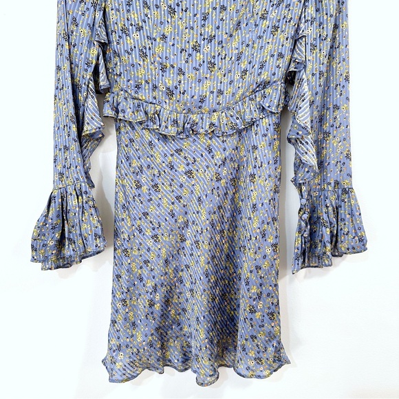 Free People Long Sleeve Empire Mini Dress Blue Size 2 - Picture 11 of 13